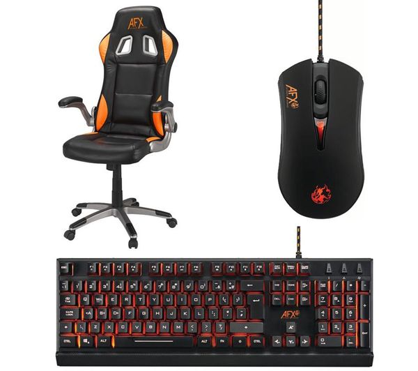 AFX Gaming Chair, Mouse & Keyboard Gaming Bundle, Black