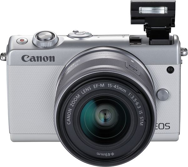 Canon EOS M100 Mirrorless Camera with EF-M 15-45 mm f/3.5-6.3 IS STM Lens - White, White