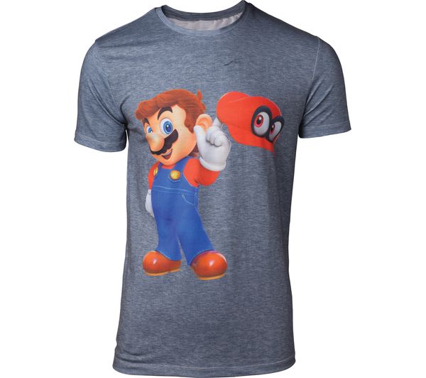 NINTENDO Super Mario Odyssey Mario & Cappy T-Shirt - Large, Grey, Grey