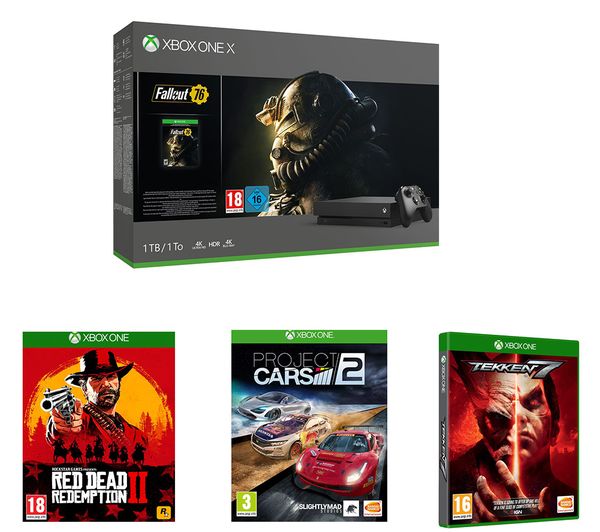 MICROSOFT Xbox One X, Fallout 76, Red Dead Redemption 2, Tekken 7 & Project Cars 2 Bundle, Red
