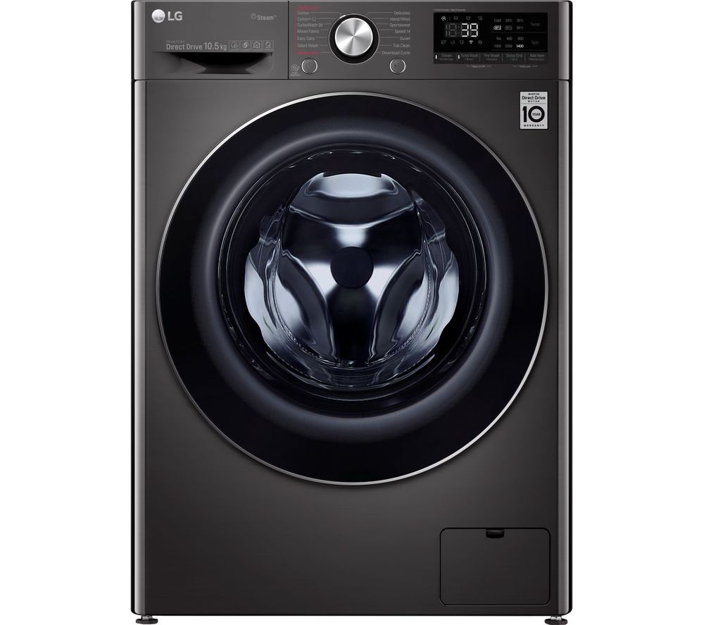 LG TurboWash 360 with AI DD V9 F4V910BTS WiFi-enabled 10.5 kg 1400 Spin Washing Machine - Black Steel, Black