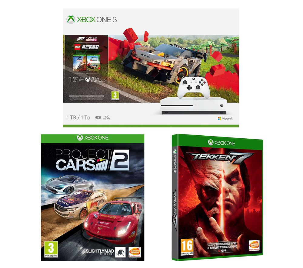 MICROSOFT Xbox One S, Forza Horizon 4, LEGO Speed Champions, Tekken 7 & Projects Cars 2 Bundle