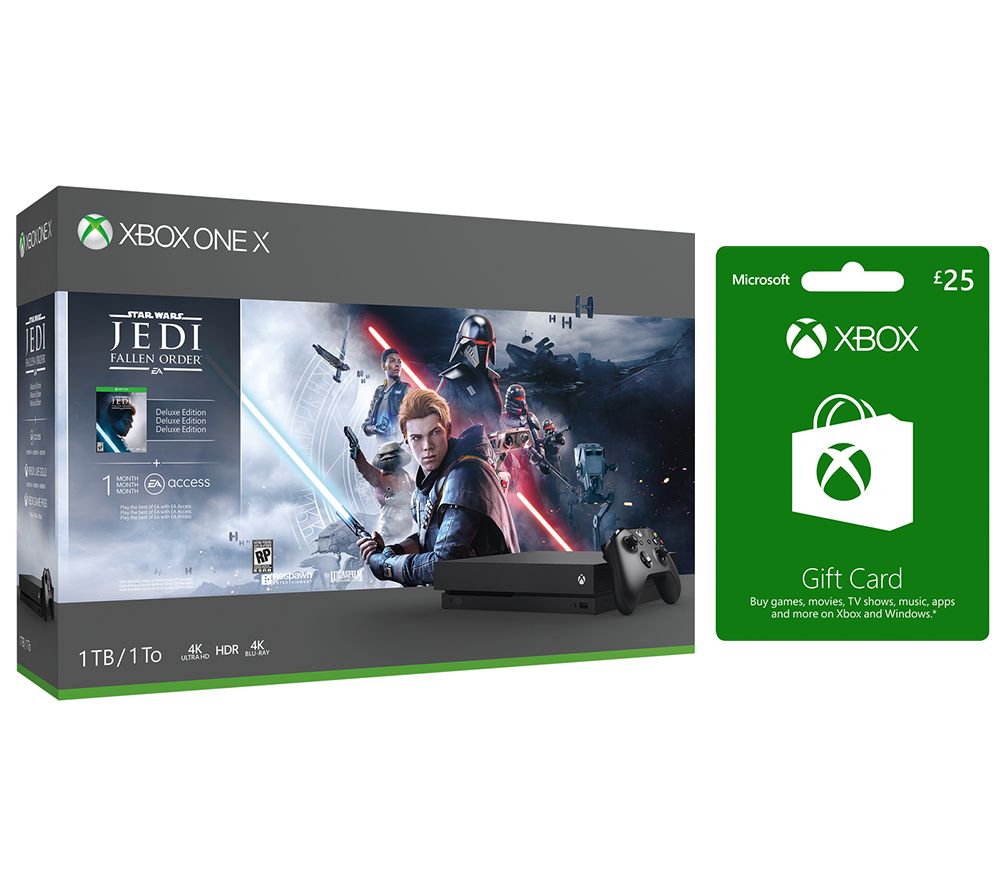 MICROSOFT Xbox One X, Star Wars Jedi: Fallen Order Deluxe Edition & Xbox Live £25 Gift Card Bundle