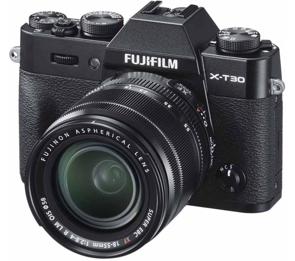 FUJIFILM X-T30 Mirrorless Camera with FUJINON XF 18-55 mm f/2.8-4 R LM OIS Lens - Black, Black