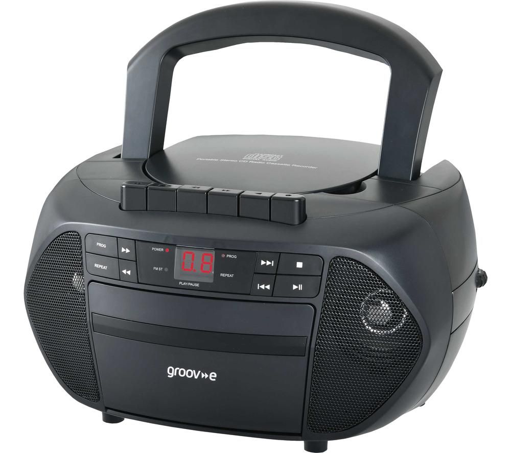 GROOV-E Traditional GV-PS833 Portable FM Boombox - Black, Black