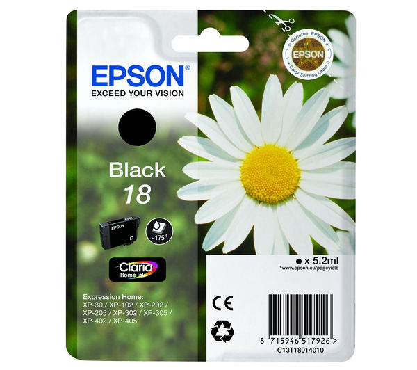 EPSON Daisy T1801 Black Ink Cartridge, Black