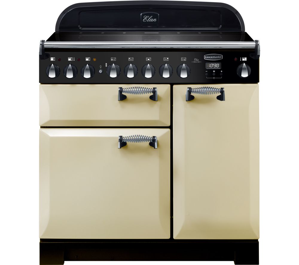 Rangemaster Elan Deluxe ELA90EICR 90 cm Electric Induction Range Cooker - Cream & Chrome, Cream