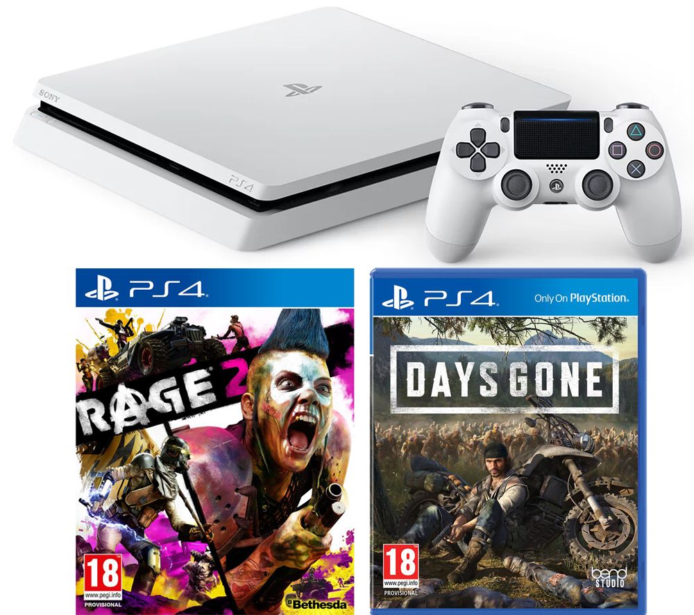 SONY PlayStation 4, Rage 2 & Days Gone Bundle - 500 GB, White, White