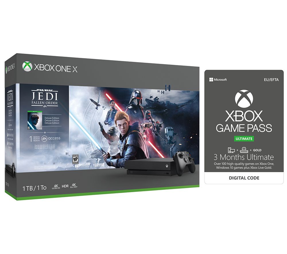 MICROSOFT Xbox One X, Star Wars Jedi: Fallen Order Deluxe Edition & Xbox One Game Pass Bundle, Gold
