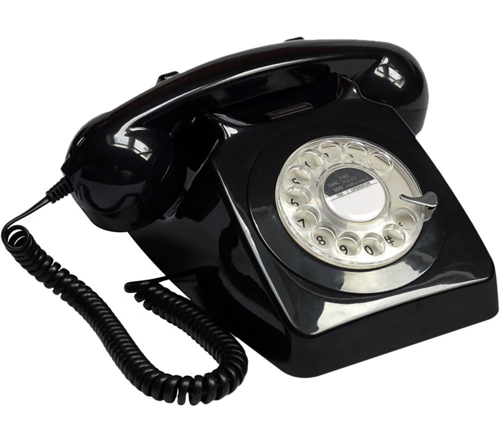 GPO 746 Rotary Corded Phone - Black, Black