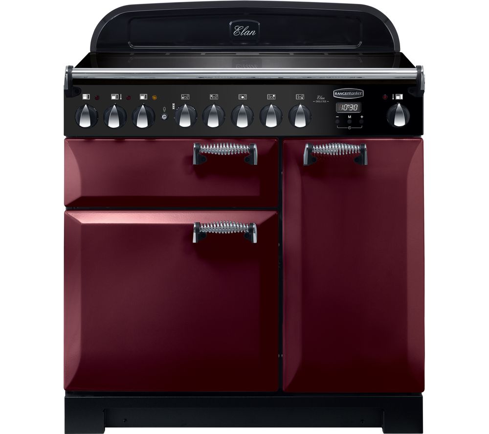 Rangemaster Elan Deluxe ELA90EICY 90 cm Electric Induction Range Cooker - Cranberry & Chrome, Cranberry