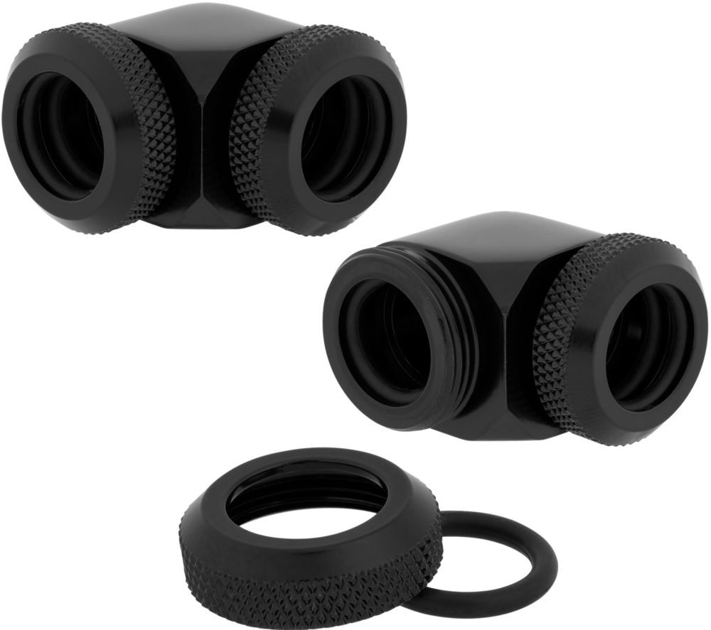 CORSAIR Hydro X Series XF 90¡ Compression Fitting - 12 mm, Black, Pack of 2, Black