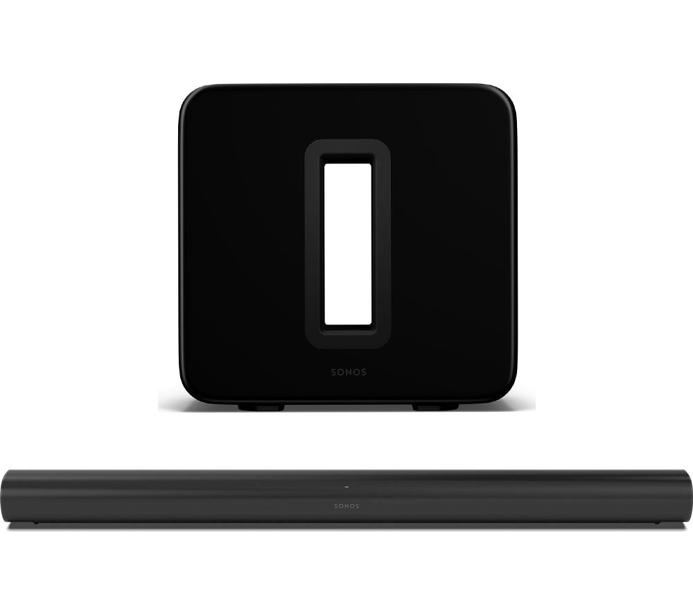 SONOS Arc Sound Bar & SUB Wireless Subwoofer Bundle - Black, Black
