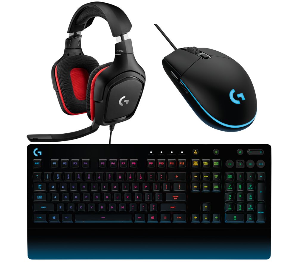 LOGITECH Prodigy Gaming Keyboard, Headset & Mouse Bundle, Black