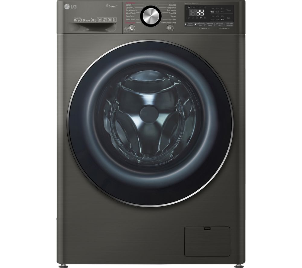 LG TurboWash 360 with AI DD V9 F4V909BTS WiFi-enabled 9 kg 1400 Spin Washing Machine - Black Steel, Black