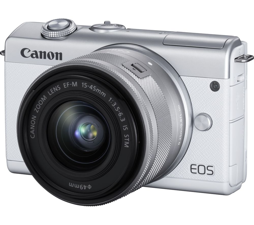 CANON EOS M200 Mirrorless Camera with EF-M 15-45 mm f/3.5-6.3 IS STM Lens - White, White