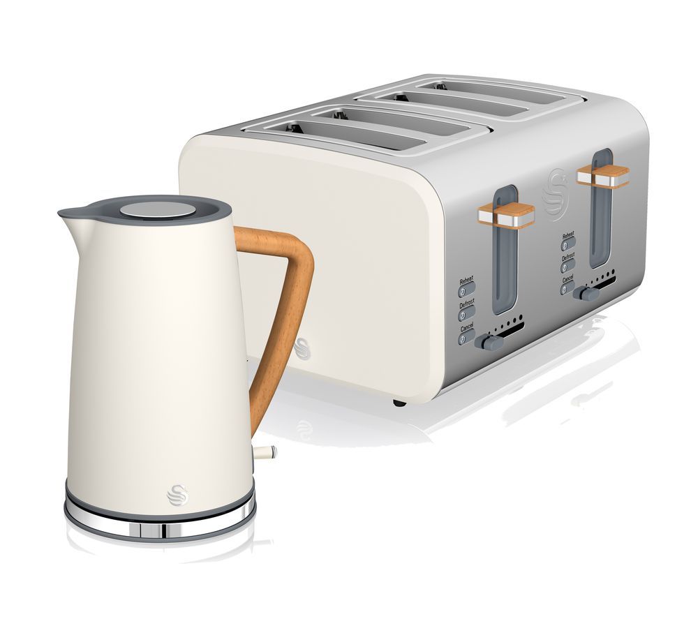 SWAN Nordic 4-Slice Toaster & Jug Kettle Bundle - White, White