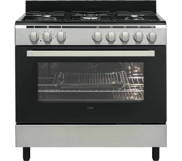 LOGIK LFTG90X17 90 cm Dual Fuel Range Cooker - Inox