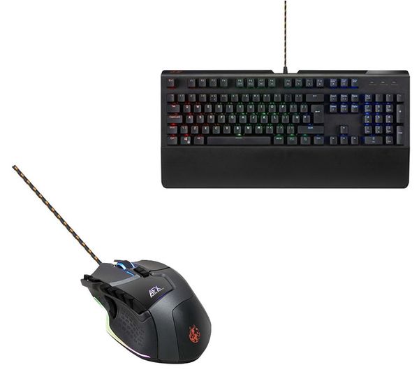AFX MK0217 Mechanical Gaming Keyboard & Laser Gaming Mouse Bundle, Red