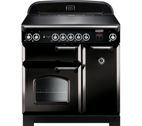 Rangemaster Classic 90 cm Electric Induction Range Cooker - Black & Chrome, Black