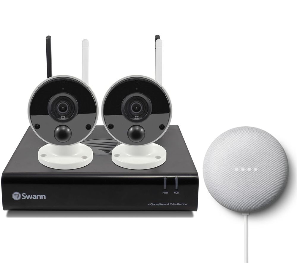 SWANN NVW-490 4-Channel Full HD 1080p Security System & Nest Mini (2nd Gen) Bundle