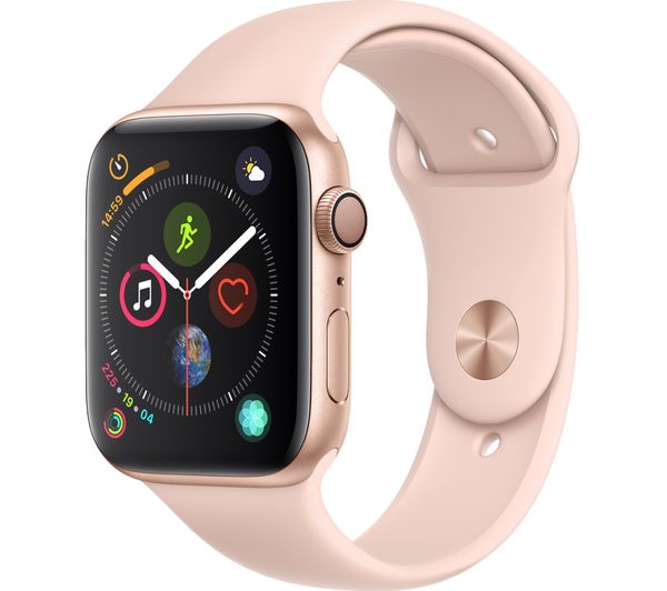 APPLE Watch Series 4 - Gold & Pink Sports Band, 44 mm, Gold
