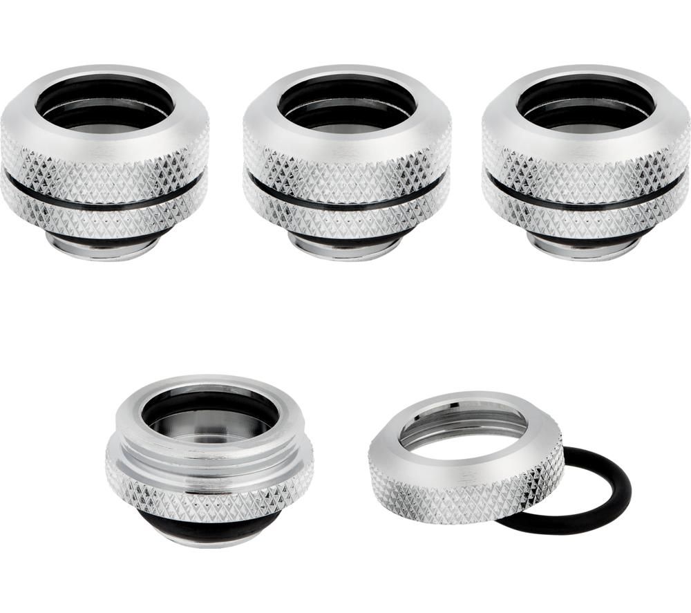 CORSAIR Hydro X Series XF 14 mm Compression Fitting - G1/4", Chrome, Pack of 4