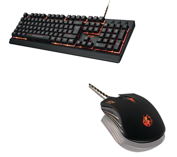 AFX Firefight K01 Gaming Keyboard & Optical Gaming Mouse Bundle, Black