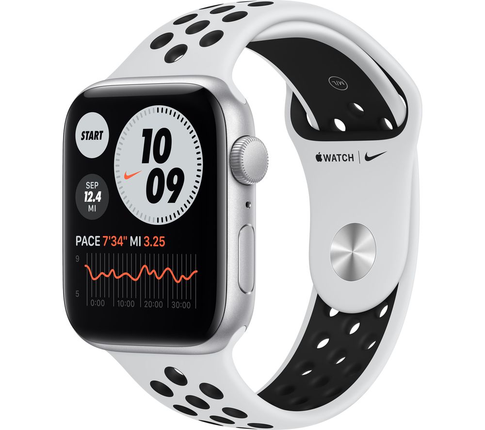 APPLE Watch Series 6 - Silver Aluminium with Pure Platinum & White Nike Sports Band, 40 mm, Silver