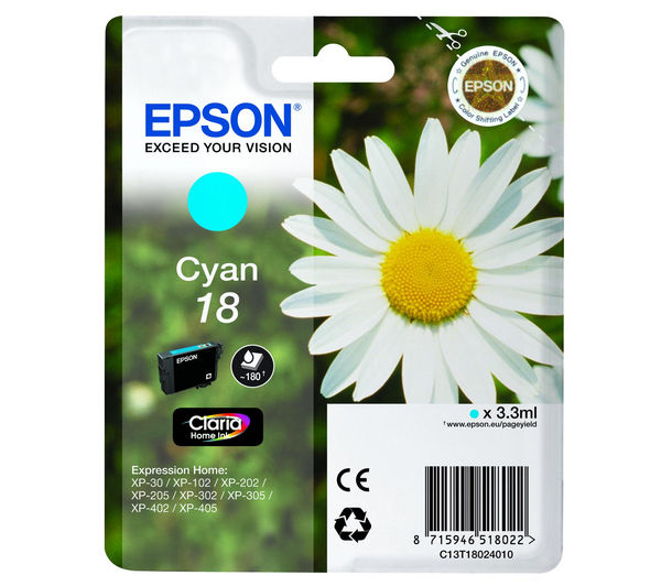 EPSON Daisy T1802 Cyan Ink Cartridge, Cyan