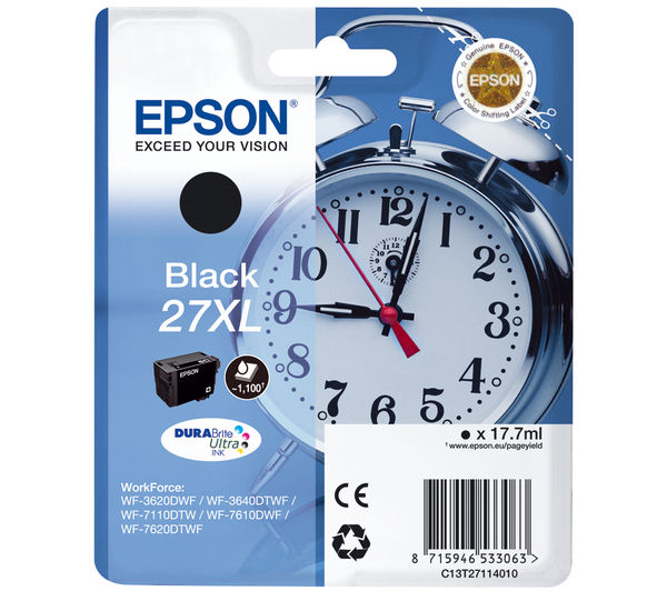 EPSON Alarm Clock 27XL Black Ink Cartridge, Black
