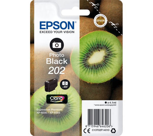 EPSON 202 Kiwi Photo Black Ink Cartridge, Black