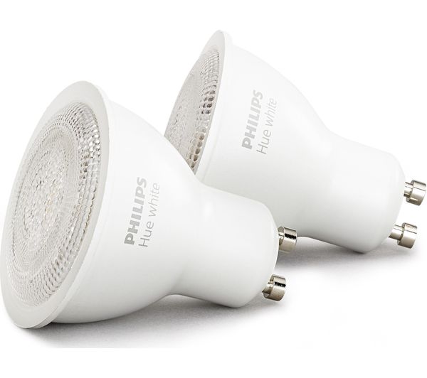 PHILIPS Hue White Smart LED Bulb - GU10, Twin Pack, White