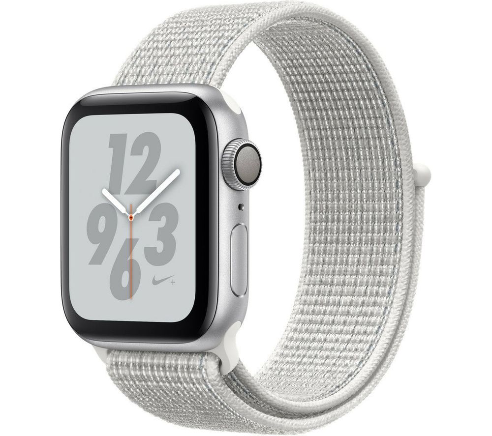 APPLE Watch Nike+ Series 4 - Silver & White Sports Band, 40 mm, Silver