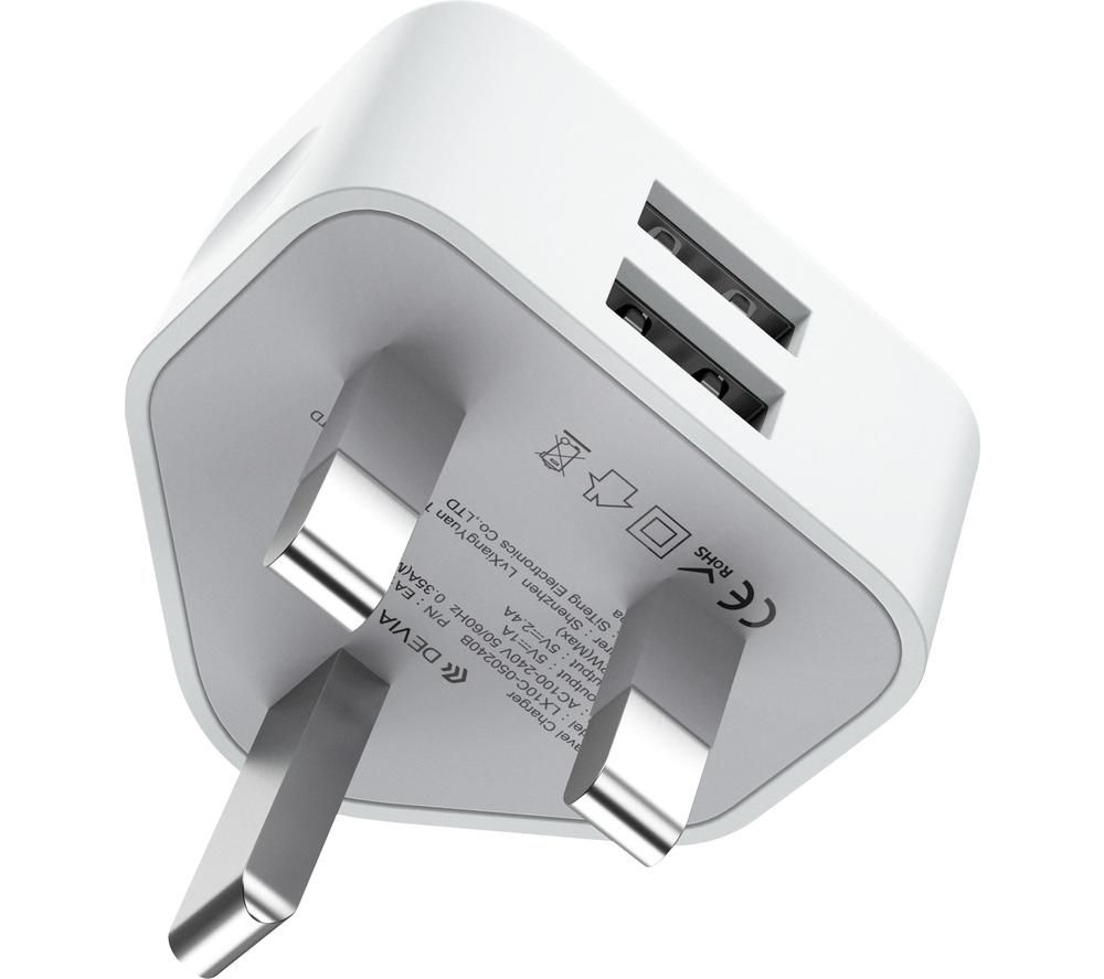 DEVIA Smart Series USB Plug Charger - White, White