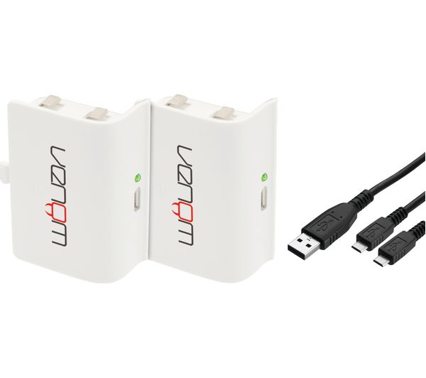 VENOM Xbox One Twin Rechargeable Battery Packs - White, White