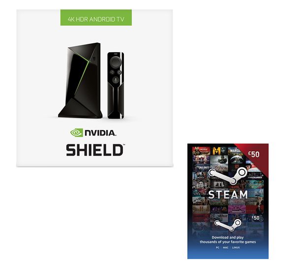 NVIDIA SHIELD 4K Media Streaming Device & £20 Steam Wallet Card Bundle - 16 GB