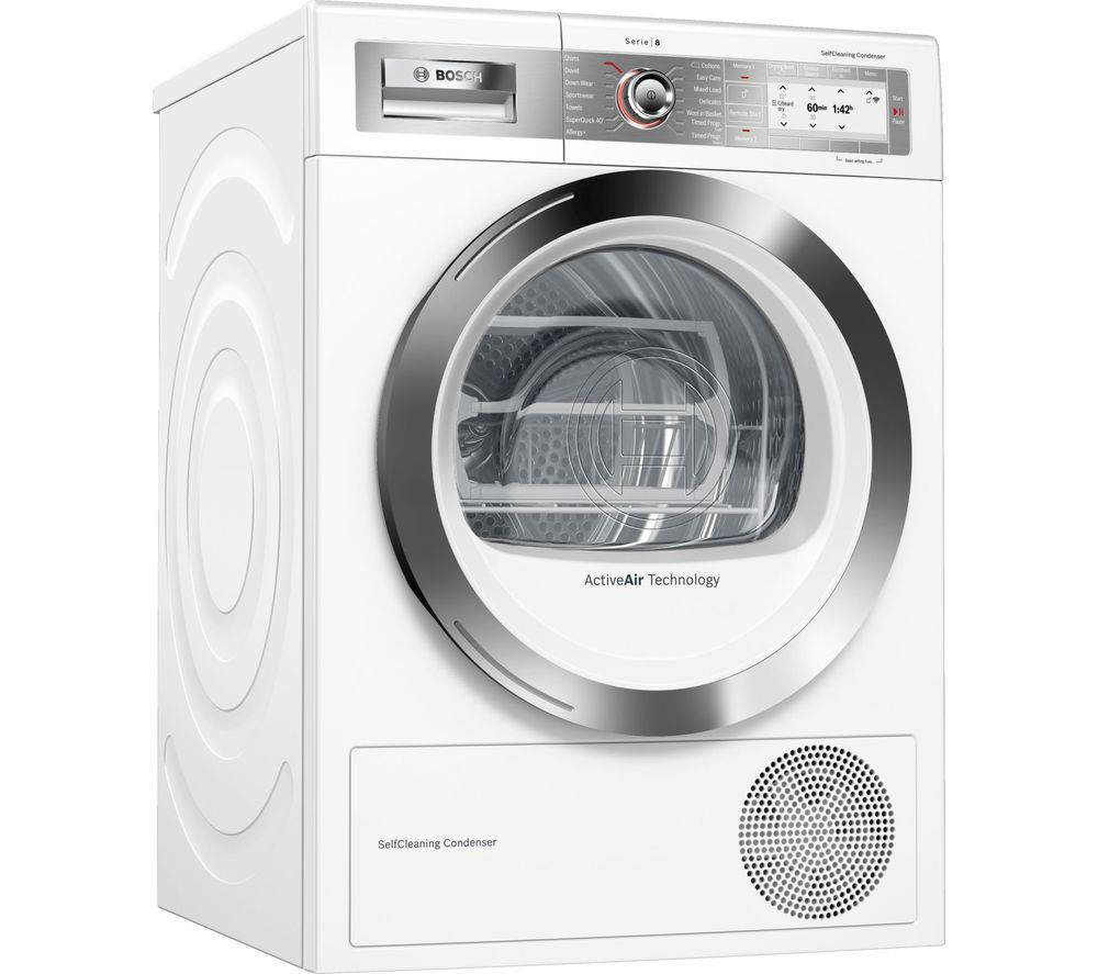 BOSCH Serie 8 WTYH6791GB Smart 9 kg Condenser Tumble Dryer - White, White