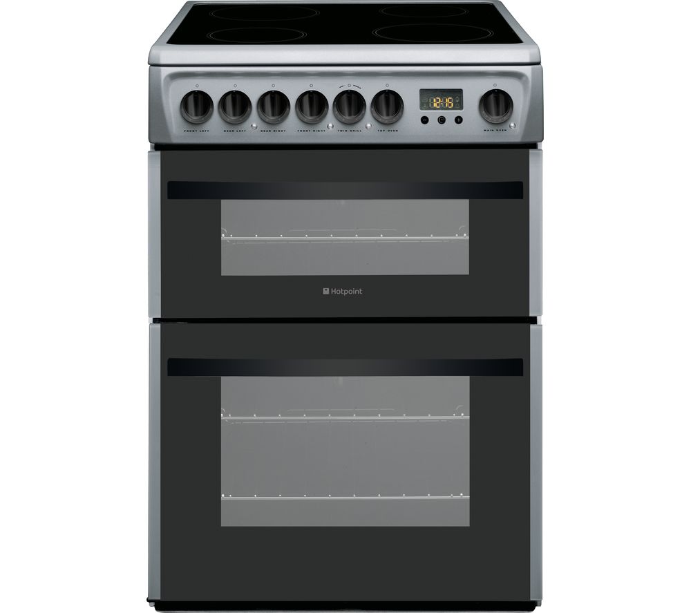 HOTPOINT DCN60S 60 cm Electric Ceramic Cooker - Silver, Silver