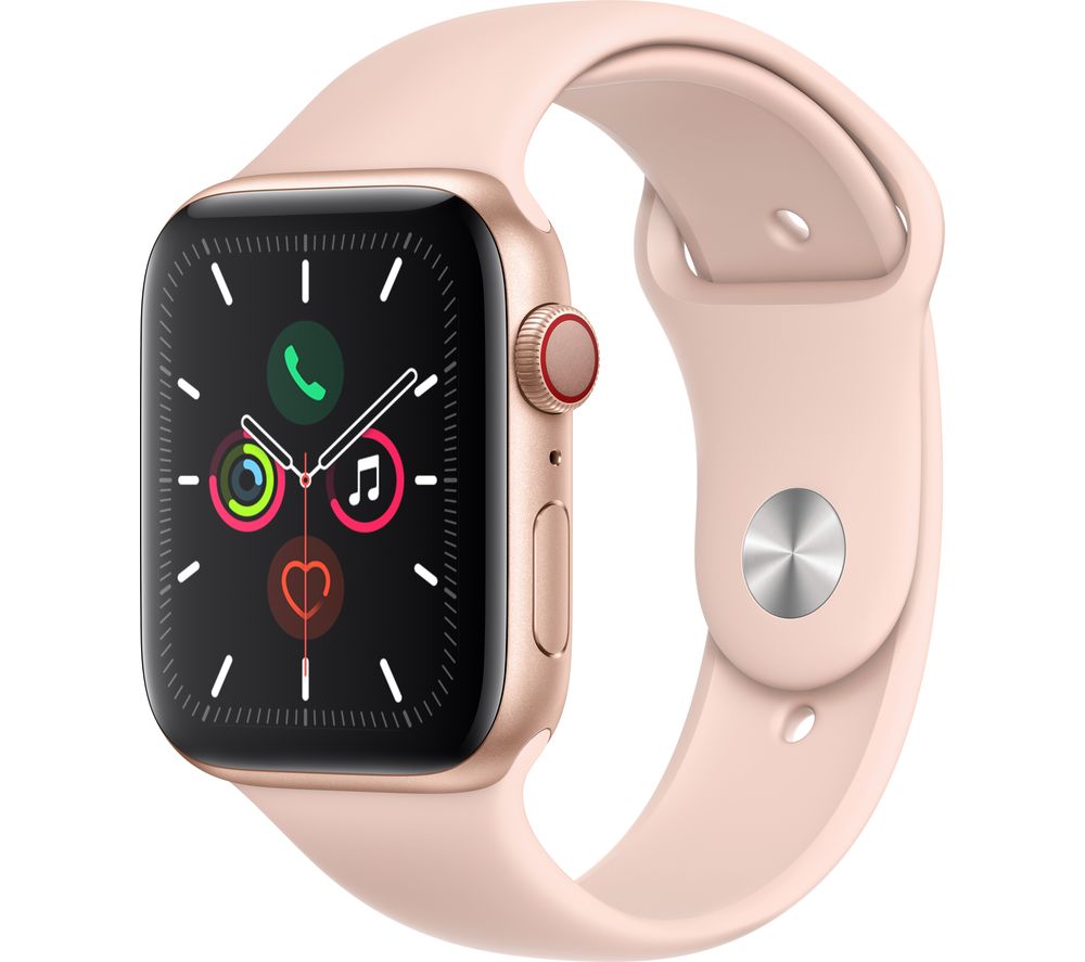 APPLE Watch Series 5 Cellular - Gold Aluminium with Pink Sand Sports Band, 40 mm, Gold
