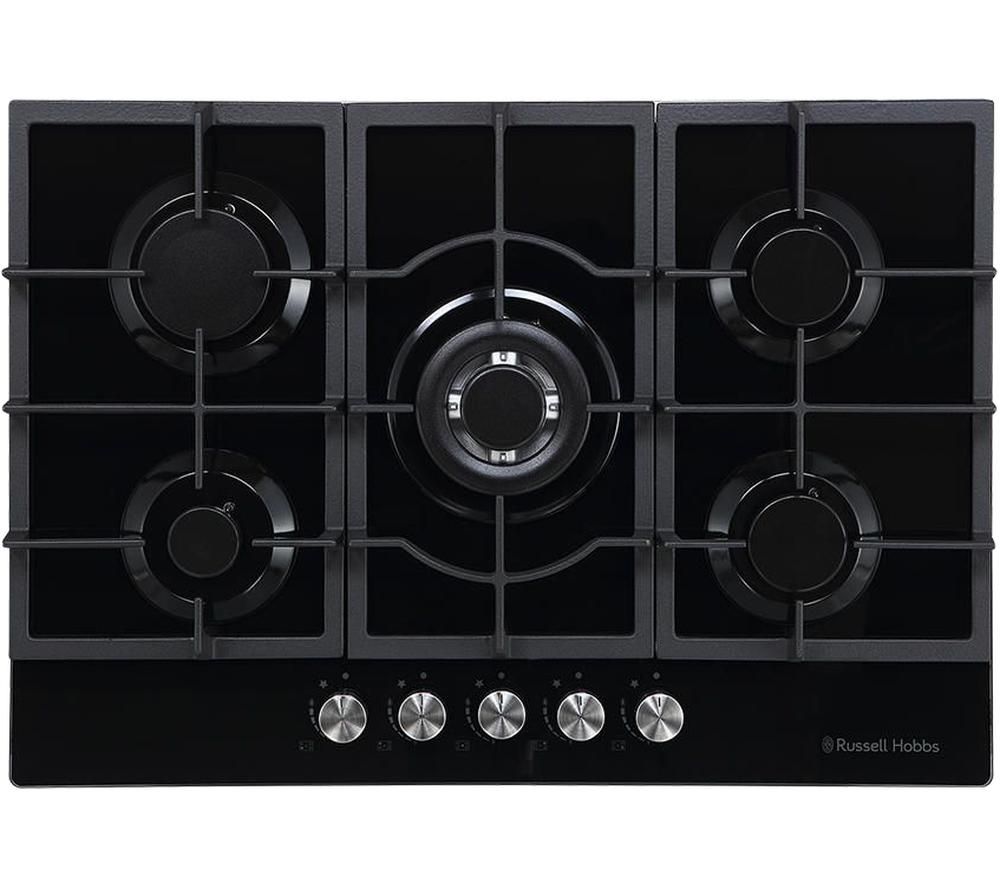 RUSSELL HOBBS RH75GH602DS Midnight Collection Gas Hob - Black Glass, Black