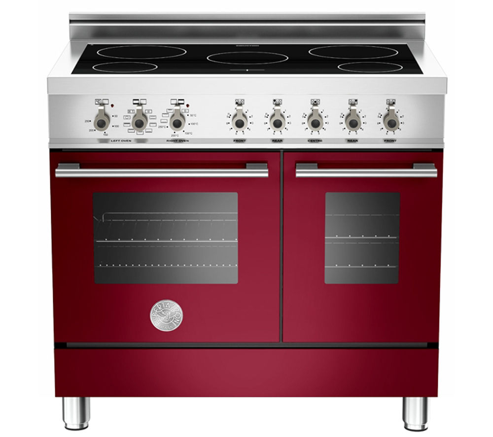 BERTAZZONI Professional 90 W90INDMFEVI Electric Induction Range Cooker - Burgundy Red, Red