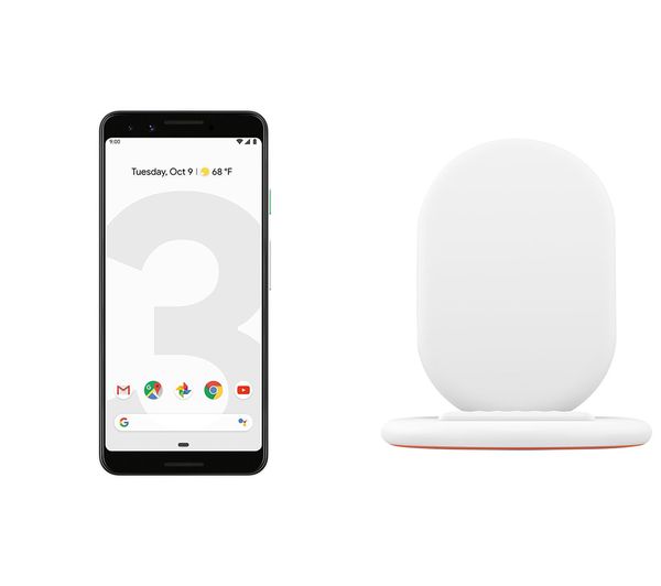 GOOGLE Pixel 3 & Wireless Charger Stand Bundle - White, 64 GB, White
