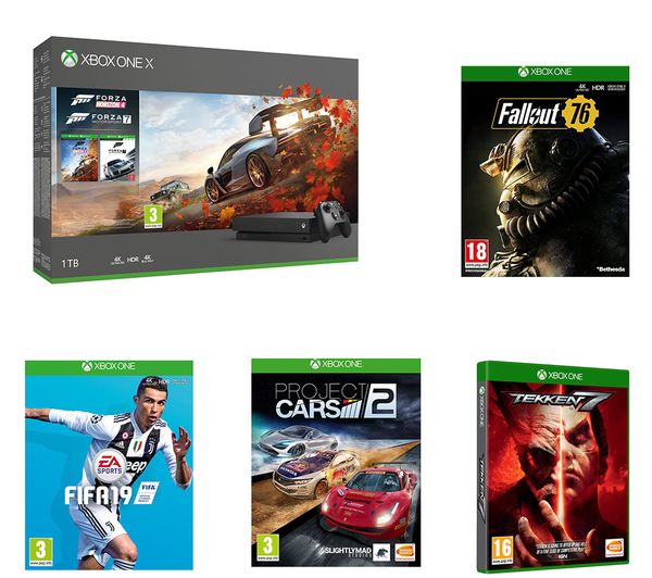 MICROSOFT Xbox One X, Forza Horizon 4, Forza Motorsport 7, Project Cars 2, Fallout 76, Tekken 7 & FIFA 19 Bundle