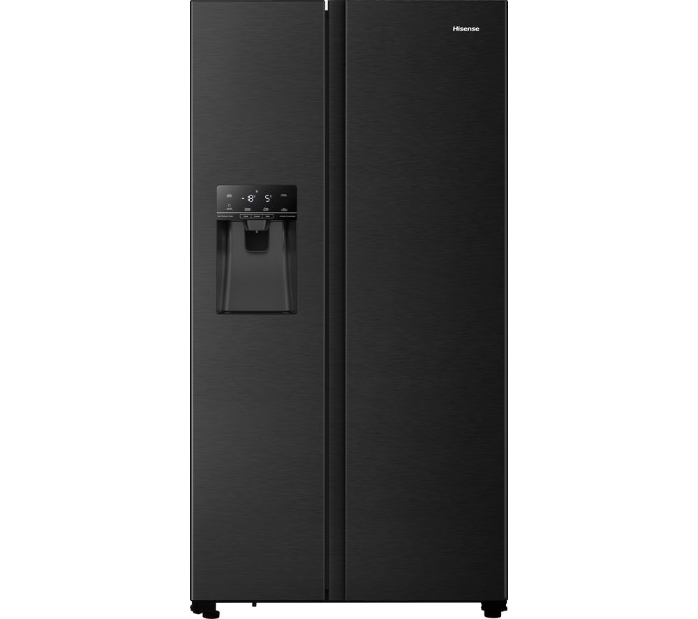 HISENSE RS694N4TFF American-Style Fridge Freezer - Black, Black
