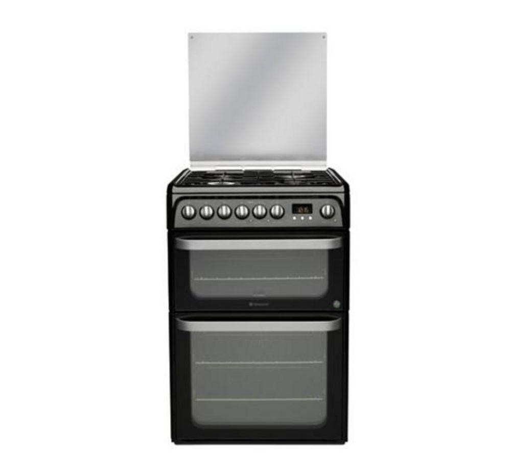 HOTPOINT HUD61K Ultima S Dual Fuel Cooker - Black, Black