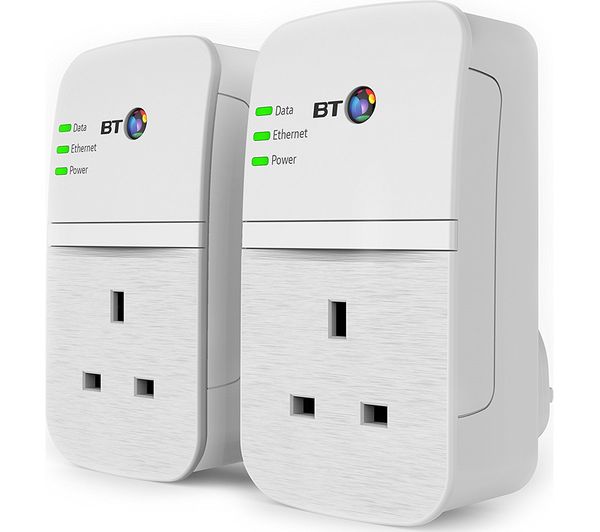 BT Broadband Extender Flex 600 Powerline Adapter Kit - Twin Pack, White