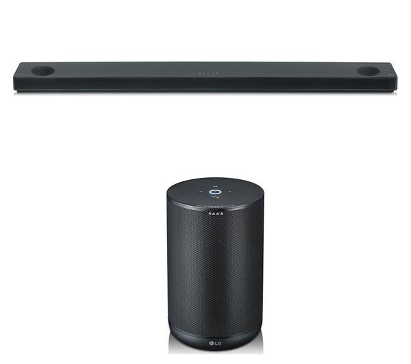LG SK10Y 5.1.2 Wireless Sound Bar with Dolby Atmos & ThinQ WK7 Voice Controlled Speaker Bundle - Black, Black