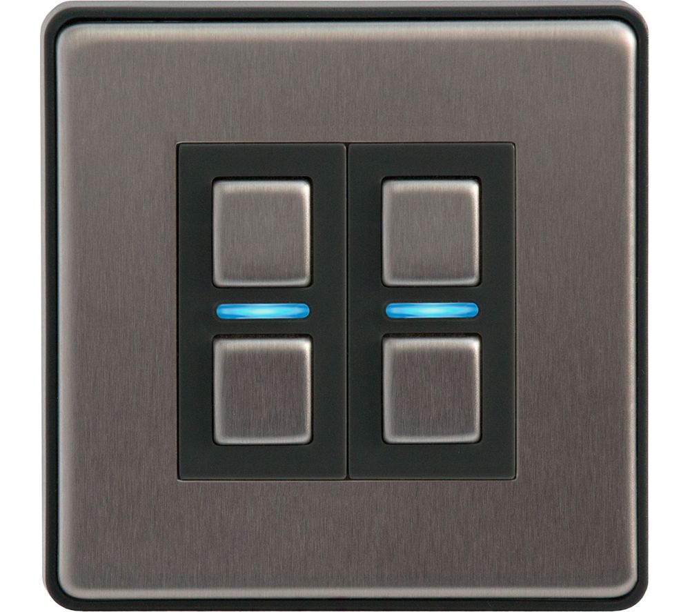 LIGHTWAVE Smart Series 2 Gang Dimmer Switch - Stainless Steel, Stainless Steel
