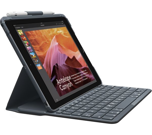 LOGITECH Slim Folio 9.7" iPad Keyboard Case - Black, Black